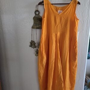 Hannah Wessel Womens XL EU 38 Sleeveless Orange Maxi Dress Lined With Pockets